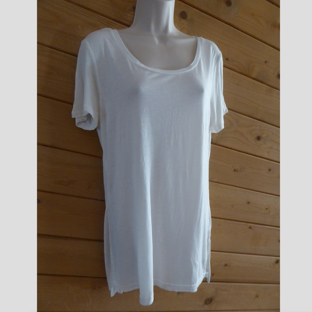 Halogen White Basic Scoop Neck Tee Short Sleeve - image 3
